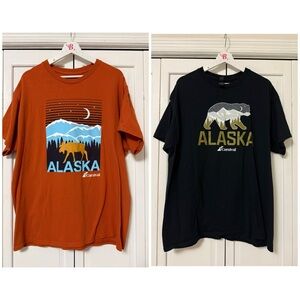 Set of 2 Carnival Cruise Line Alaska T-Shirts Couples XL Unisex Bear Moose